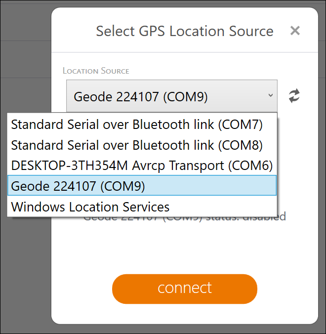 Select GPS location source options.